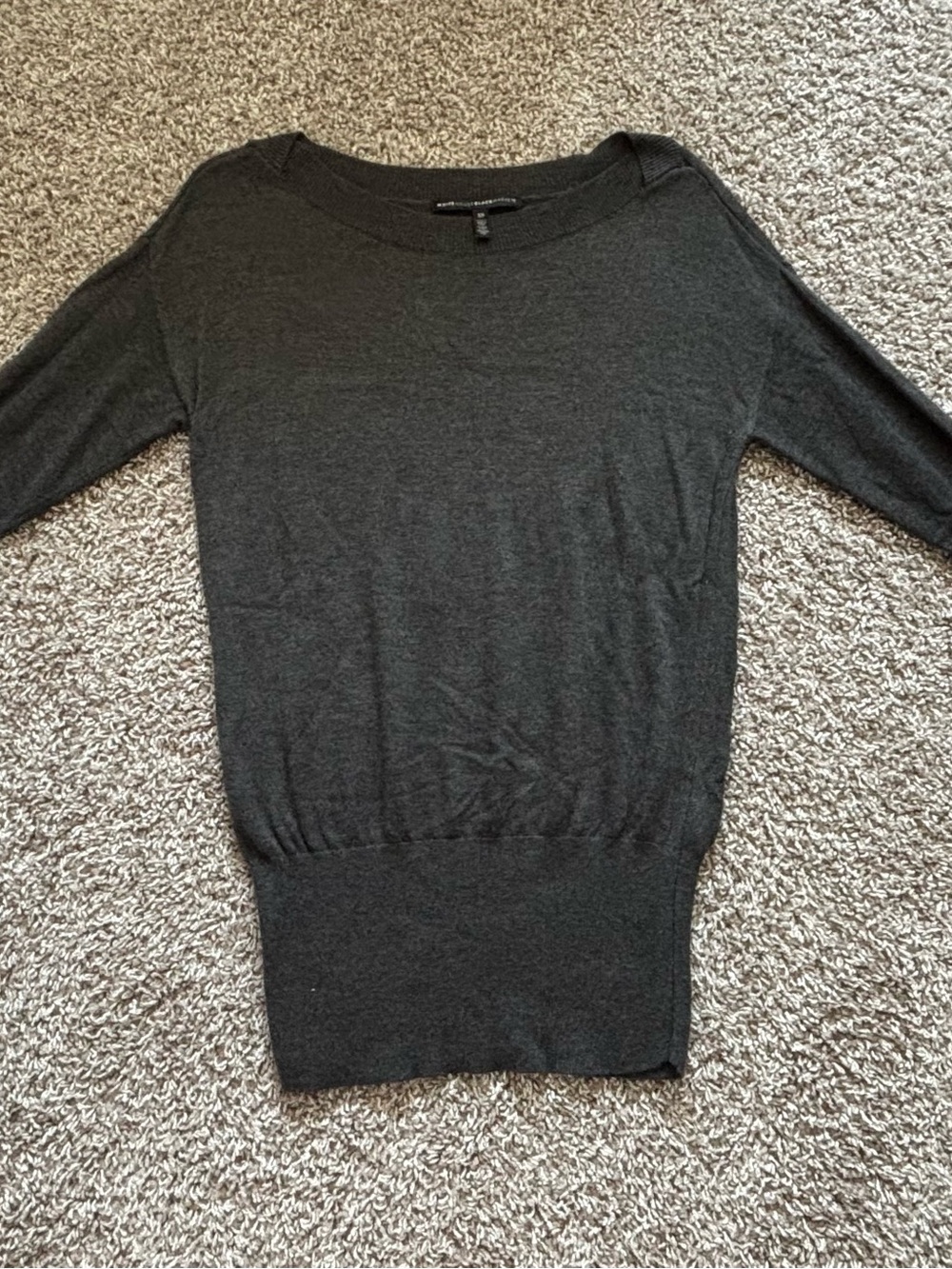 White House Black Market Dark Charcoal Boatneck Sweater